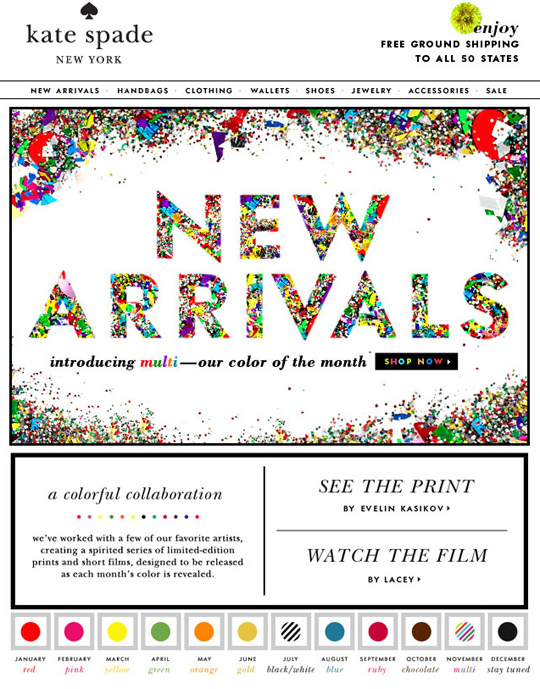Headline：new arrivals + the color of the month is…